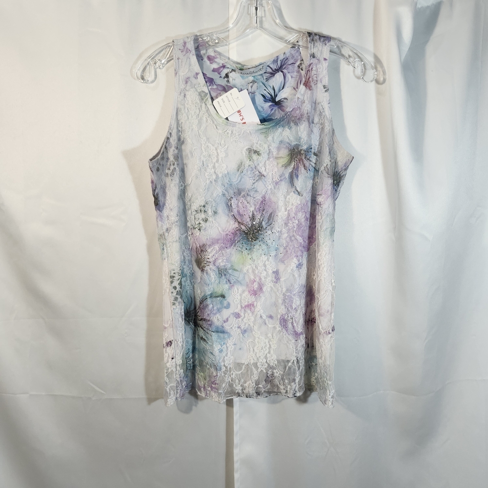 KEREN hart Floral Lace Tank Top - Pastel Hues